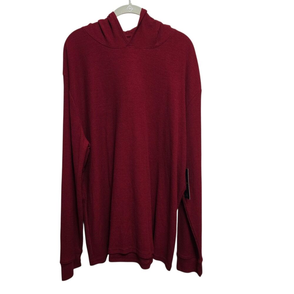 Stafford Mens Sleepwear Top Red Thermal With Hood Size XXL Pajamas NEW